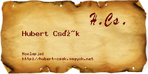 Hubert Csák névjegykártya